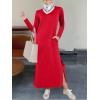 imageANRABESS Women Long Sleeve Dresses 2025 Fall Casual Crewneck Loose Fit Split Flowy WrinkleFree Travel Vacation Maxi DressRed