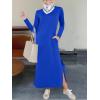 imageANRABESS Women Long Sleeve Dresses 2025 Fall Casual Crewneck Loose Fit Split Flowy WrinkleFree Travel Vacation Maxi DressRoyal Blue
