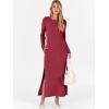 imageANRABESS Women Long Sleeve Dresses 2025 Fall Casual Crewneck Loose Fit Split Flowy WrinkleFree Travel Vacation Maxi DressWine Red