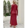 imageANRABESS Women Long Sleeve Dresses 2025 Fall Casual Crewneck Loose Fit Split Flowy WrinkleFree Travel Vacation Maxi DressWine Red
