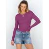 imageANRABESS Women Long Sleeve Shirts Rib Knit Slim Fit Tops Basic Tee 2025 Fall Outfits Casual TShirt Underscrubs Layer ClothesRose Purple