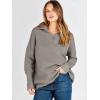 imageANRABESS Women Quarter Zip Oversized Casual Loose Rib Knit Cozy Pullover Sweaters Top 2025 Fall Fashion Outfits ClothesGray Khaki