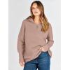 imageANRABESS Women Quarter Zip Oversized Casual Loose Rib Knit Cozy Pullover Sweaters Top 2025 Fall Fashion Outfits ClothesKhaki  Peach Brown