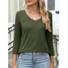imageANRABESS Womens 34 Length Sleeve Top V Neck Summer TShirts Basic Tee 2025 Fall Casual Loose Fit Tunic Shirts Work BlouseArmy Green