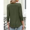 imageANRABESS Womens 34 Length Sleeve Top V Neck Summer TShirts Basic Tee 2025 Fall Casual Loose Fit Tunic Shirts Work BlouseArmy Green