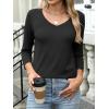 imageANRABESS Womens 34 Length Sleeve Top V Neck Summer TShirts Basic Tee 2025 Fall Casual Loose Fit Tunic Shirts Work BlouseBlack
