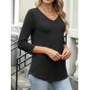 imageANRABESS Womens 34 Length Sleeve Top V Neck Summer TShirts Basic Tee 2025 Fall Casual Loose Fit Tunic Shirts Work BlouseBlack