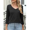 imageANRABESS Womens 34 Length Sleeve Top V Neck Summer TShirts Basic Tee 2025 Fall Casual Loose Fit Tunic Shirts Work BlouseBlack