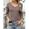 imageANRABESS Womens 34 Length Sleeve Top V Neck Summer TShirts Basic Tee 2025 Fall Casual Loose Fit Tunic Shirts Work BlouseBrown