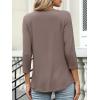 imageANRABESS Womens 34 Length Sleeve Top V Neck Summer TShirts Basic Tee 2025 Fall Casual Loose Fit Tunic Shirts Work BlouseBrown