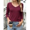 imageANRABESS Womens 34 Length Sleeve Top V Neck Summer TShirts Basic Tee 2025 Fall Casual Loose Fit Tunic Shirts Work BlouseBurgundy