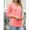 imageANRABESS Womens 34 Length Sleeve Top V Neck Summer TShirts Basic Tee 2025 Fall Casual Loose Fit Tunic Shirts Work BlouseCoral