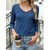 imageANRABESS Womens 34 Length Sleeve Top V Neck Summer TShirts Basic Tee 2025 Fall Casual Loose Fit Tunic Shirts Work BlouseDark Blue