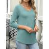 imageANRABESS Womens 34 Length Sleeve Top V Neck Summer TShirts Basic Tee 2025 Fall Casual Loose Fit Tunic Shirts Work BlouseGray Green