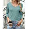imageANRABESS Womens 34 Length Sleeve Top V Neck Summer TShirts Basic Tee 2025 Fall Casual Loose Fit Tunic Shirts Work BlouseGray Green
