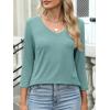 imageANRABESS Womens 34 Length Sleeve Top V Neck Summer TShirts Basic Tee 2025 Fall Casual Loose Fit Tunic Shirts Work BlouseGray Green