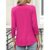 imageANRABESS Womens 34 Length Sleeve Top V Neck Summer TShirts Basic Tee 2025 Fall Casual Loose Fit Tunic Shirts Work BlouseHot Pink