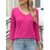 imageANRABESS Womens 34 Length Sleeve Top V Neck Summer TShirts Basic Tee 2025 Fall Casual Loose Fit Tunic Shirts Work BlouseHot Pink