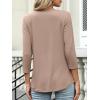 imageANRABESS Womens 34 Length Sleeve Top V Neck Summer TShirts Basic Tee 2025 Fall Casual Loose Fit Tunic Shirts Work BlouseLight Brown