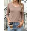 imageANRABESS Womens 34 Length Sleeve Top V Neck Summer TShirts Basic Tee 2025 Fall Casual Loose Fit Tunic Shirts Work BlouseLight Brown