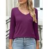 imageANRABESS Womens 34 Length Sleeve Top V Neck Summer TShirts Basic Tee 2025 Fall Casual Loose Fit Tunic Shirts Work BlousePurple