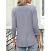imageANRABESS Womens 34 Length Sleeve Top V Neck Summer TShirts Basic Tee 2025 Fall Casual Loose Fit Tunic Shirts Work BlouseSliver Gray