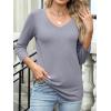 imageANRABESS Womens 34 Length Sleeve Top V Neck Summer TShirts Basic Tee 2025 Fall Casual Loose Fit Tunic Shirts Work BlouseSliver Gray