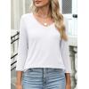 imageANRABESS Womens 34 Length Sleeve Top V Neck Summer TShirts Basic Tee 2025 Fall Casual Loose Fit Tunic Shirts Work BlouseWhite