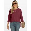 imageANRABESS Womens 34 Length Sleeve Tops Loose Fit Tunic Shirts Oversized Spring Summer Casual Crew Neck Basic Boxy TeeBurgundy