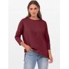 imageANRABESS Womens 34 Length Sleeve Tops Loose Fit Tunic Shirts Oversized Spring Summer Casual Crew Neck Basic Boxy TeeBurgundy