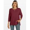 imageANRABESS Womens 34 Length Sleeve Tops Loose Fit Tunic Shirts Oversized Spring Summer Casual Crew Neck Basic Boxy TeeBurgundy