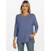 imageANRABESS Womens 34 Length Sleeve Tops Loose Fit Tunic Shirts Oversized Spring Summer Casual Crew Neck Basic Boxy TeeDark Blue