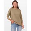 imageANRABESS Womens 34 Length Sleeve Tops Loose Fit Tunic Shirts Oversized Spring Summer Casual Crew Neck Basic Boxy TeeKhaki