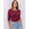 imageANRABESS Womens 34 Long Sleeve Tops Ribbed Knit Slim Fitted Shirts Basic Tee Fall Outfits 2025 Fashion Y2K ClothesBurgundy