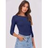 imageANRABESS Womens 34 Long Sleeve Tops Ribbed Knit Slim Fitted Shirts Basic Tee Fall Outfits 2025 Fashion Y2K ClothesNavy Blue