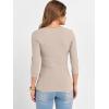imageANRABESS Womens 34 Sleeve Scoop Neck Tops Ribbed Knit Slim Fitted Casual Basic Tee Shirts 2025 Fall Trendy Going Out TShirtBeige