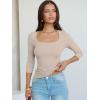 imageANRABESS Womens 34 Sleeve Scoop Neck Tops Ribbed Knit Slim Fitted Casual Basic Tee Shirts 2025 Fall Trendy Going Out TShirtBeige