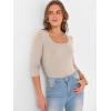 imageANRABESS Womens 34 Sleeve Scoop Neck Tops Ribbed Knit Slim Fitted Casual Basic Tee Shirts 2025 Fall Trendy Going Out TShirtBeige