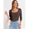 imageANRABESS Womens 34 Sleeve Scoop Neck Tops Ribbed Knit Slim Fitted Casual Basic Tee Shirts 2025 Fall Trendy Going Out TShirtCoffee