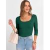 imageANRABESS Womens 34 Sleeve Scoop Neck Tops Ribbed Knit Slim Fitted Casual Basic Tee Shirts 2025 Fall Trendy Going Out TShirtDeep Green