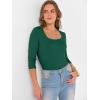 imageANRABESS Womens 34 Sleeve Scoop Neck Tops Ribbed Knit Slim Fitted Casual Basic Tee Shirts 2025 Fall Trendy Going Out TShirtDeep Green