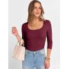 imageANRABESS Womens 34 Sleeve Scoop Neck Tops Ribbed Knit Slim Fitted Casual Basic Tee Shirts 2025 Fall Trendy Going Out TShirtDeep Red