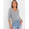 imageANRABESS Womens 34 Sleeve Scoop Neck Tops Ribbed Knit Slim Fitted Casual Basic Tee Shirts 2025 Fall Trendy Going Out TShirtGrey