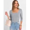 imageANRABESS Womens 34 Sleeve Scoop Neck Tops Ribbed Knit Slim Fitted Casual Basic Tee Shirts 2025 Fall Trendy Going Out TShirtGrey