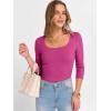 imageANRABESS Womens 34 Sleeve Scoop Neck Tops Ribbed Knit Slim Fitted Casual Basic Tee Shirts 2025 Fall Trendy Going Out TShirtHot Pink