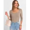 imageANRABESS Womens 34 Sleeve Scoop Neck Tops Ribbed Knit Slim Fitted Casual Basic Tee Shirts 2025 Fall Trendy Going Out TShirtKhaki