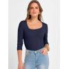 imageANRABESS Womens 34 Sleeve Scoop Neck Tops Ribbed Knit Slim Fitted Casual Basic Tee Shirts 2025 Fall Trendy Going Out TShirtNavy Blue