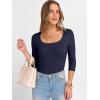 imageANRABESS Womens 34 Sleeve Scoop Neck Tops Ribbed Knit Slim Fitted Casual Basic Tee Shirts 2025 Fall Trendy Going Out TShirtNavy Blue