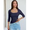 imageANRABESS Womens 34 Sleeve Scoop Neck Tops Ribbed Knit Slim Fitted Casual Basic Tee Shirts 2025 Fall Trendy Going Out TShirtNavy Blue