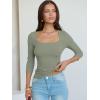 imageANRABESS Womens 34 Sleeve Scoop Neck Tops Ribbed Knit Slim Fitted Casual Basic Tee Shirts 2025 Fall Trendy Going Out TShirtSage Green